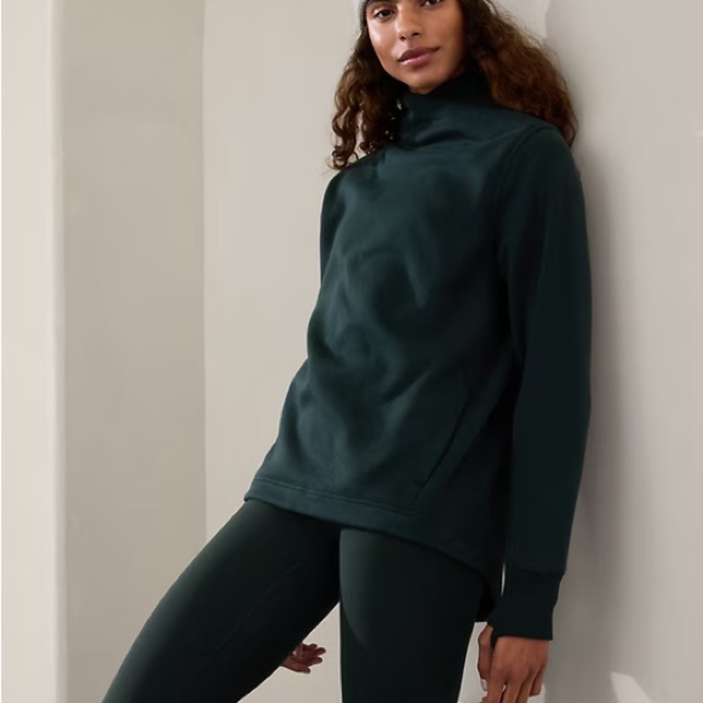 Athleta Cozy Karma Dark Teal Twist Neck Sweatshirt